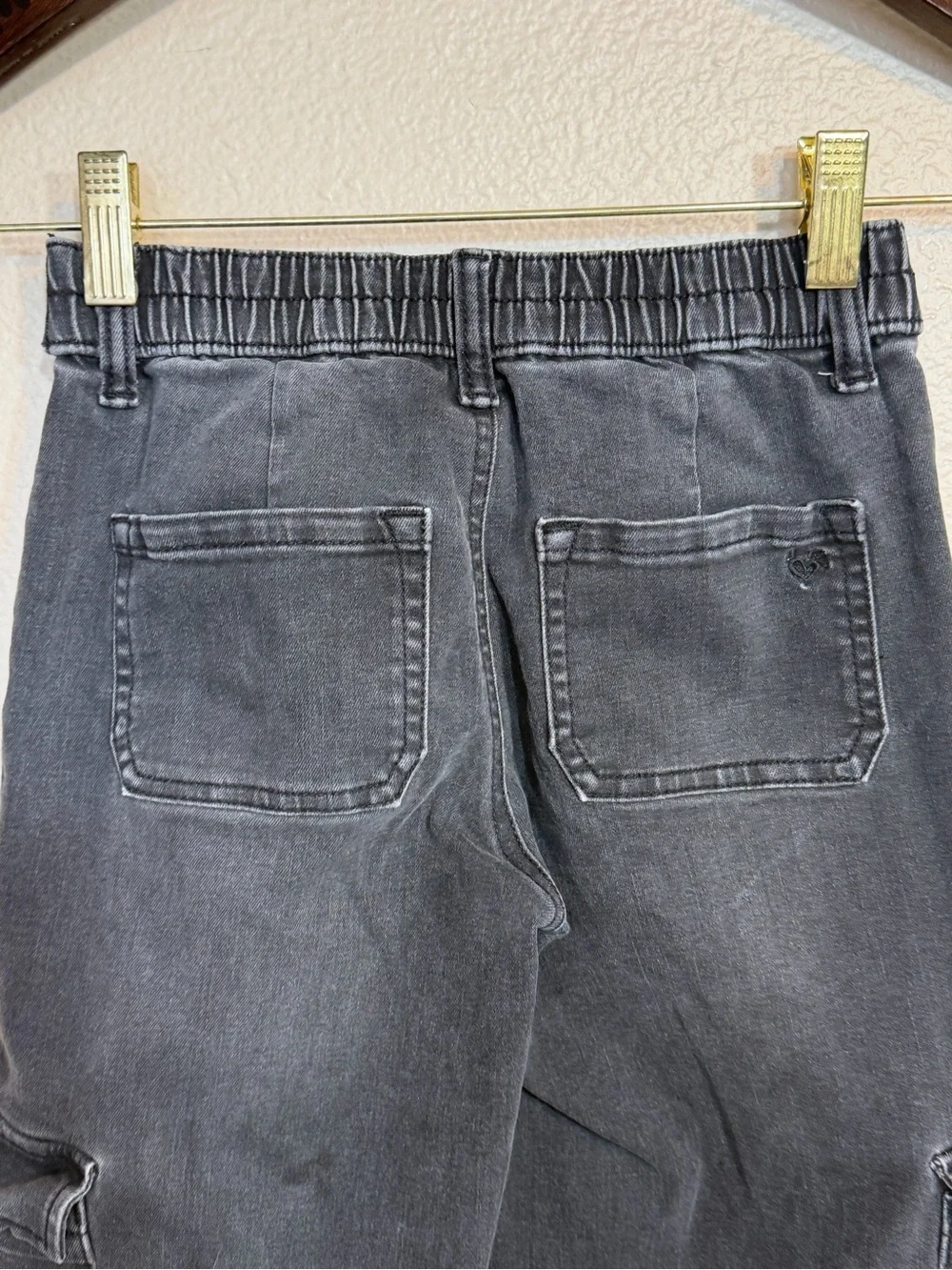 Justice Black Wide-Leg Cargo Jeans with Belt girls 7